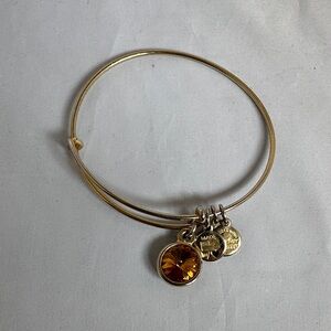 Alex and Ani Gold Bracelet with Orange Charm